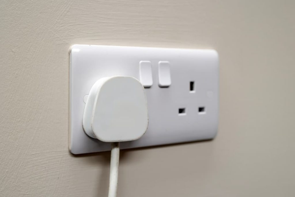 Close up of plug in socket